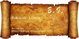 Babics Ilona névjegykártya